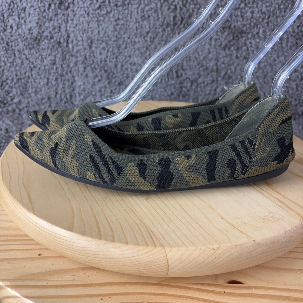 Steven Steve Madden Rosy Camo Ballet Flats Women 8 Green Fabric Pointed Toe Shoe